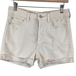 Pilcro & The Letterpress Anthropologie Distressed‎ Cream Denim Shorts Size 27